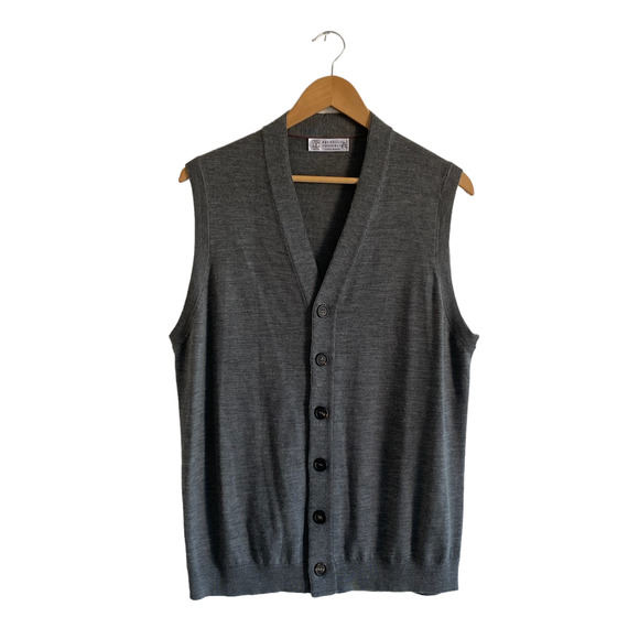 Brunello Cucinelli Other - Brunello Cucinelli Grey Wool Cashmere Sweater Vest